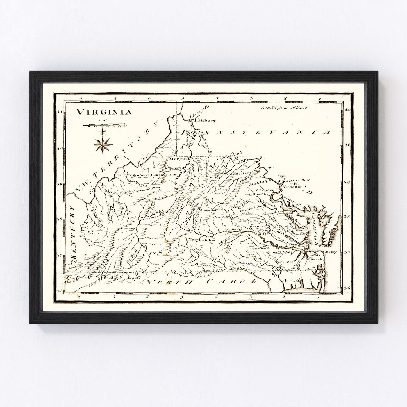 Virginia Vintage Map 1795