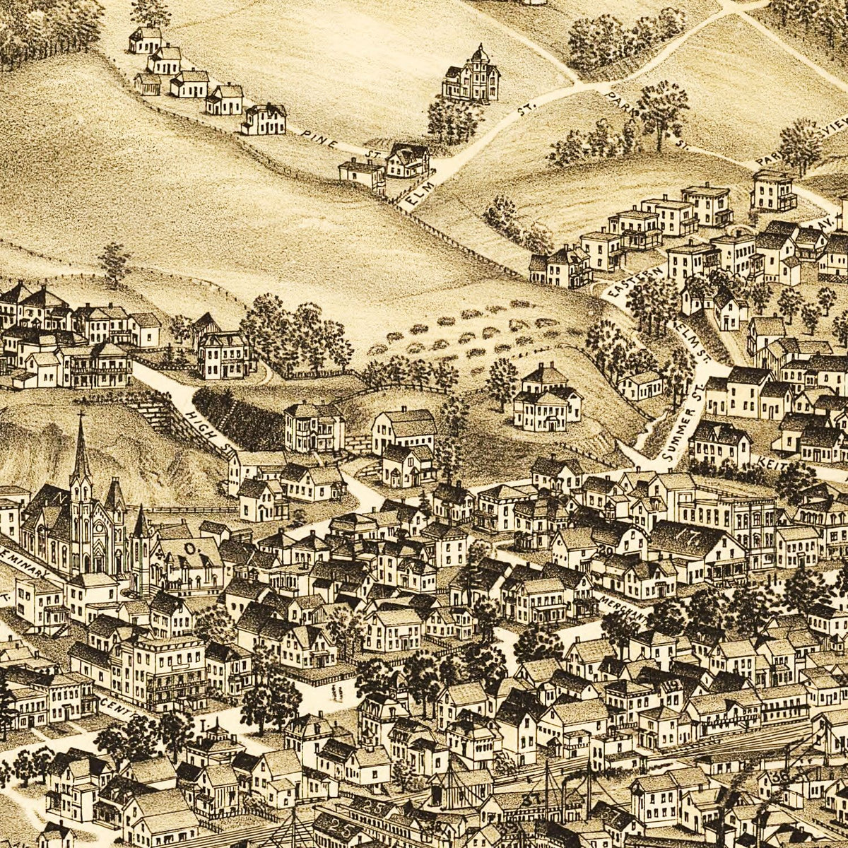 Restored historic details from the 1891 city map of Barre, Vermont
