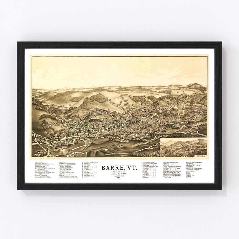 Barre Vintage Map 1891