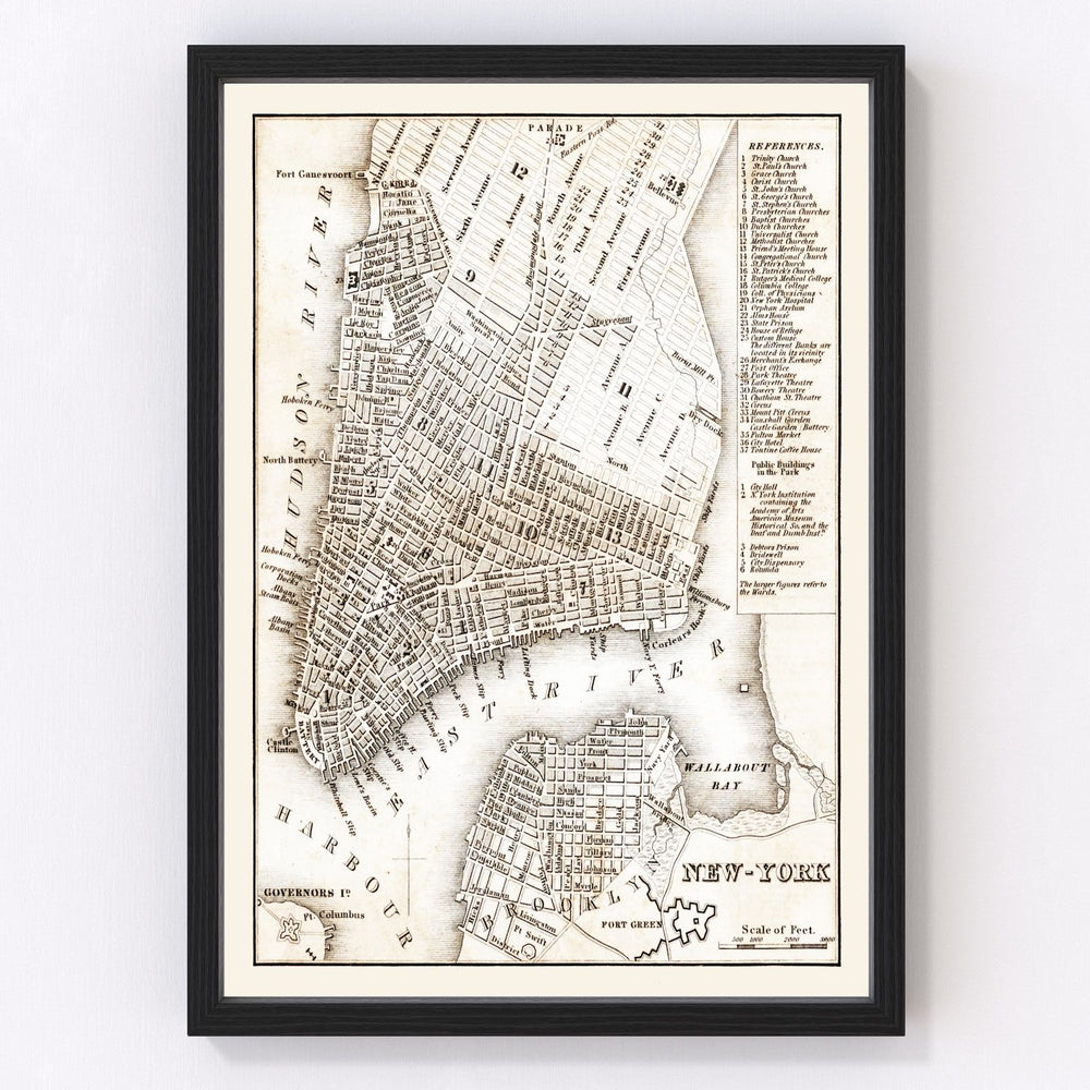 New York City Vintage Map 1837