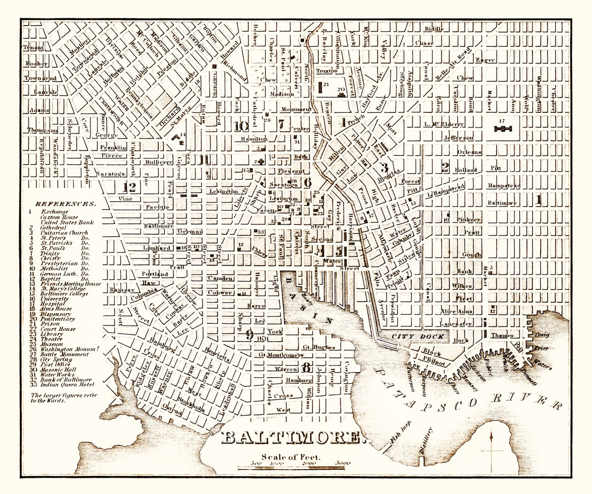 Preview of Vintage Map of Baltimore, Maryland 1837
