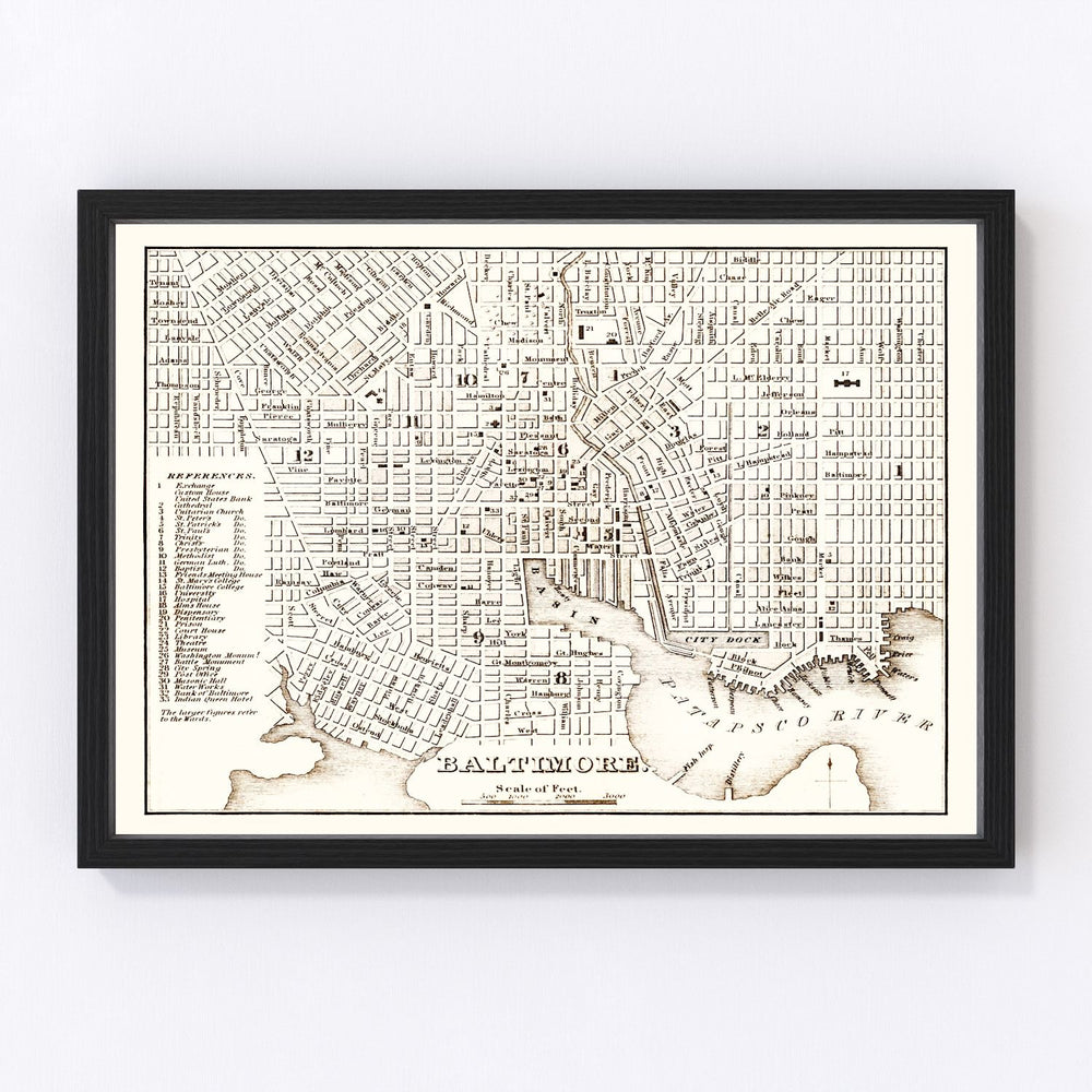 Baltimore Vintage Map 1837