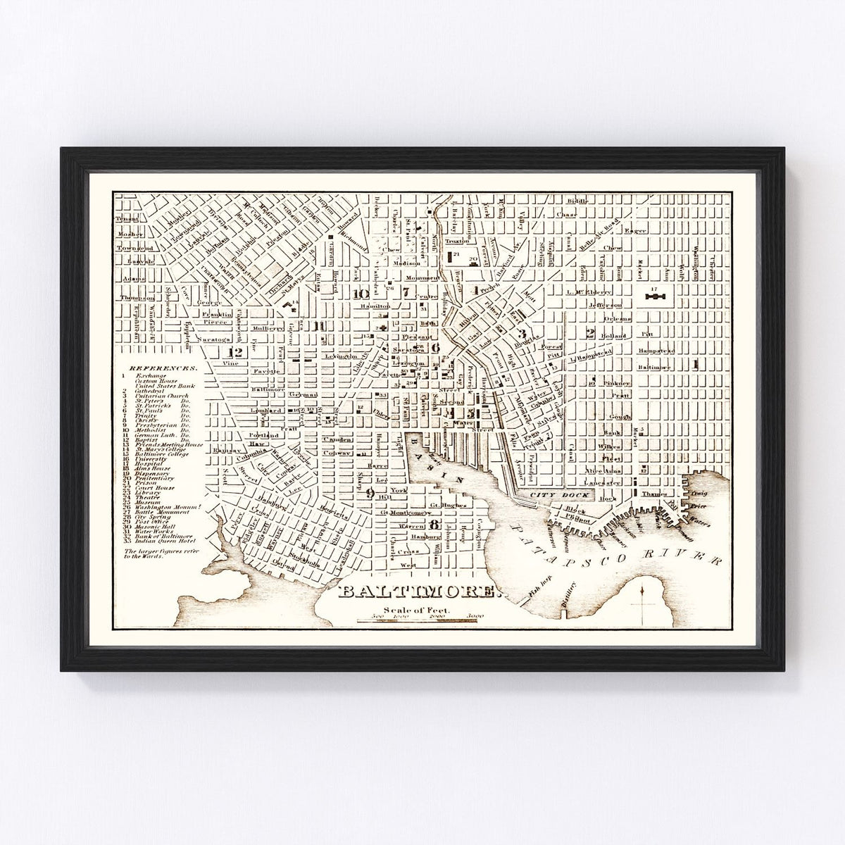 Baltimore Vintage Map 1837