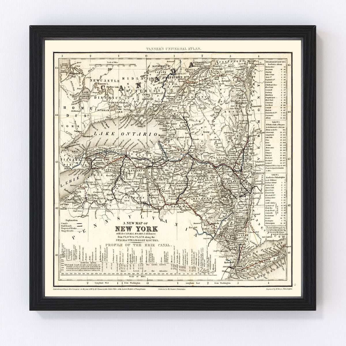 New York Vintage Map 1840