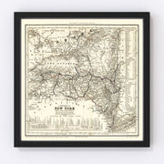 New York Vintage Map 1840