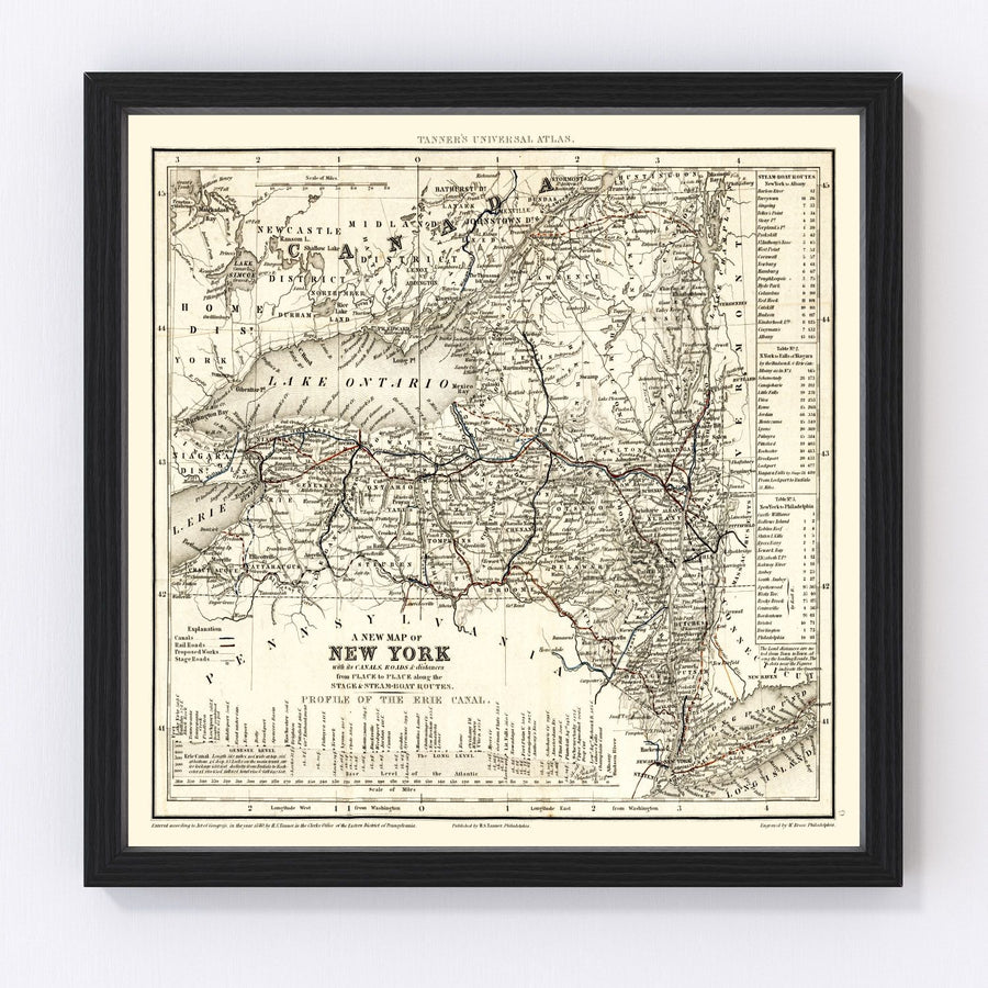 New York Vintage Map 1840