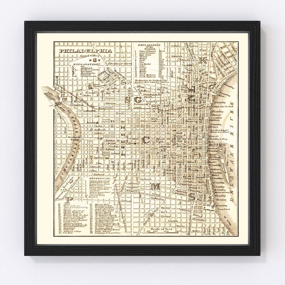 Philadelphia Vintage Map 1844