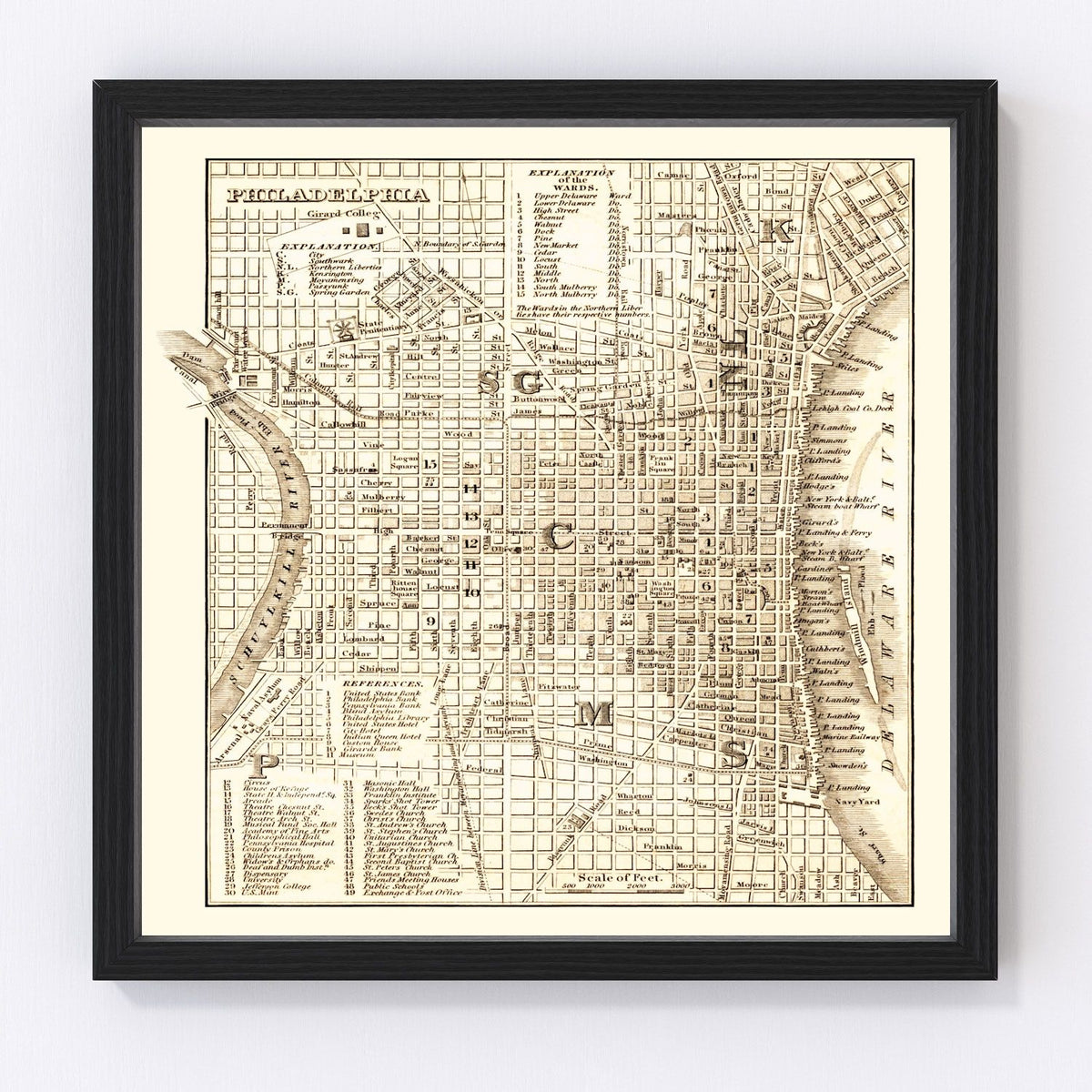 Philadelphia Vintage Map 1844