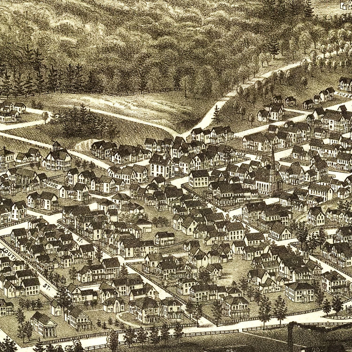 Restored historic details from the 1886 city map of Bellows Falls, Vermont