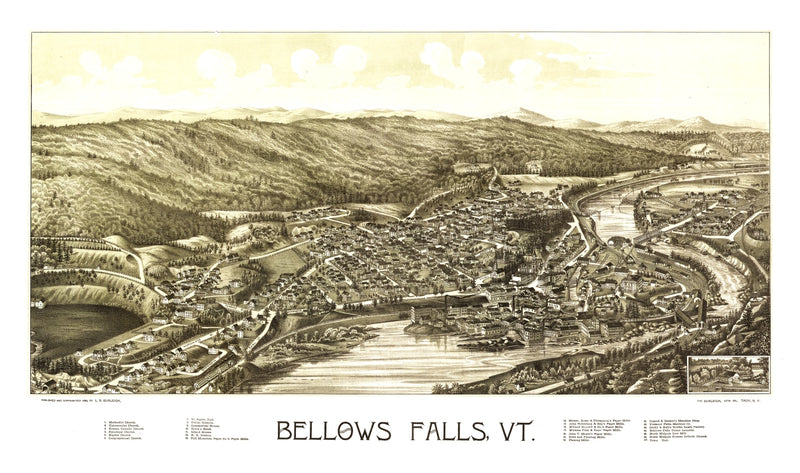 Size comparison using Vintage Map of Bellows Falls, Vermont 1886