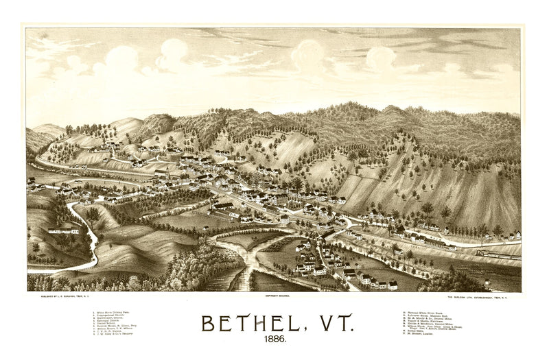 Size comparison using Vintage Map of Bethel, Vermont 1886