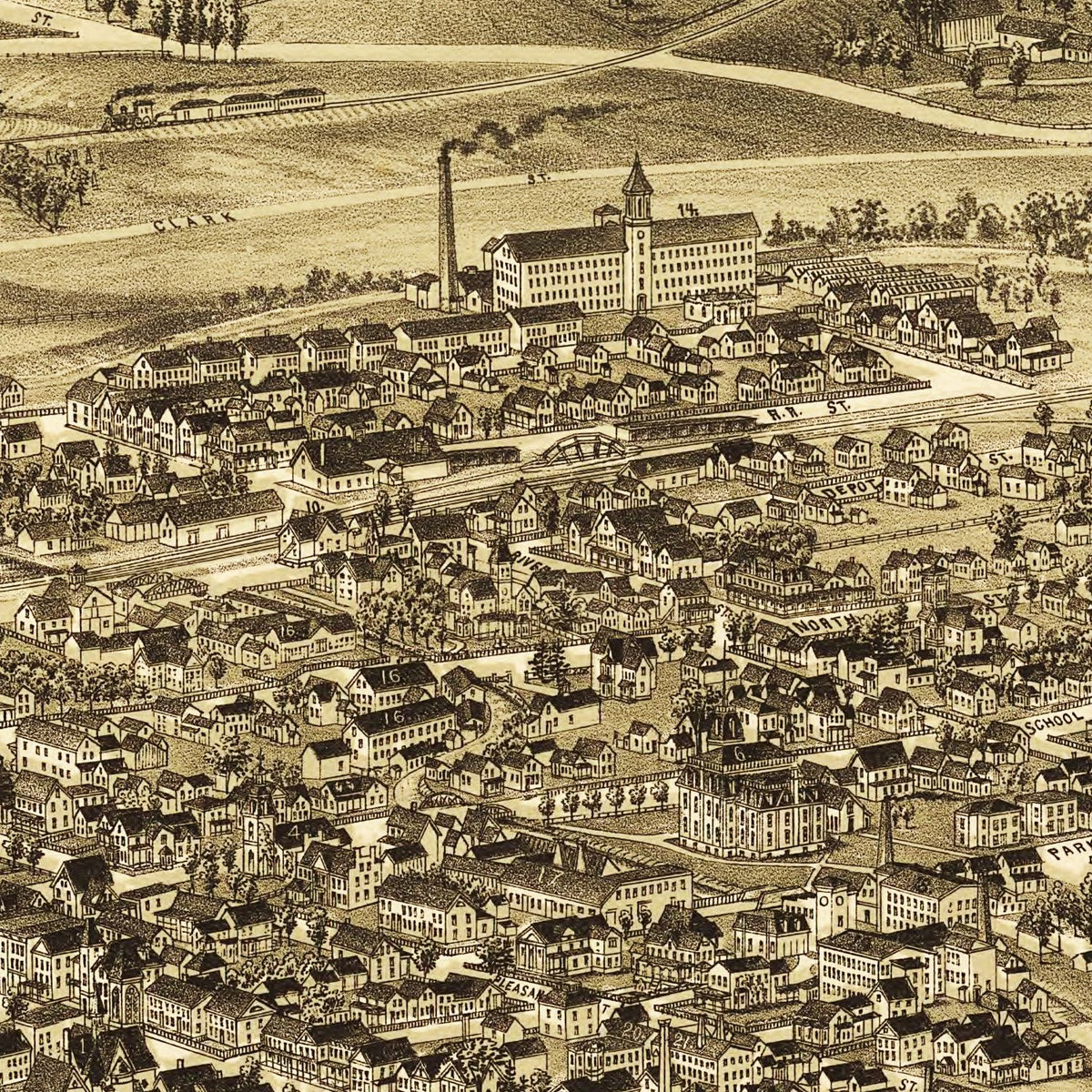 Restored historic details from the 1887 city map of Bennington, Vermont