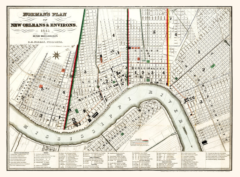 Size comparison using Vintage Map of New Orleans, Louisiana 1845