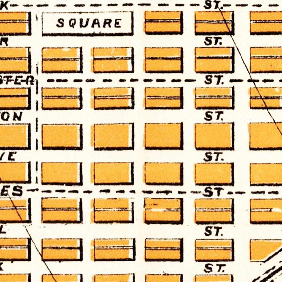 Restored historic details from the 1882 city map of San Francisco, California