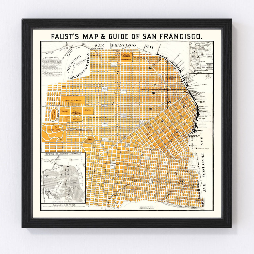 San Francisco Vintage Map 1882