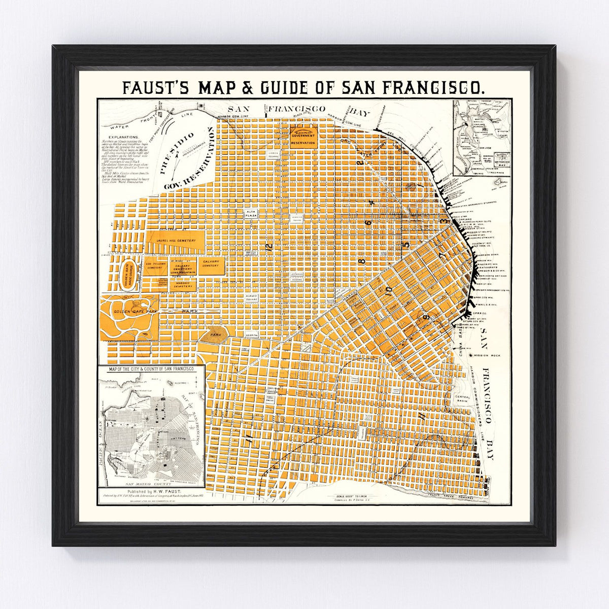 San Francisco Vintage Map 1882