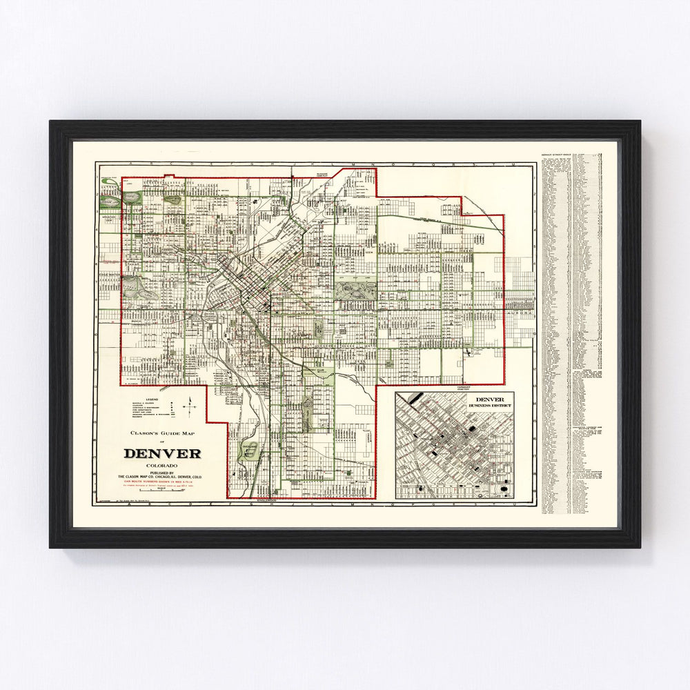 Denver Vintage Map 1920