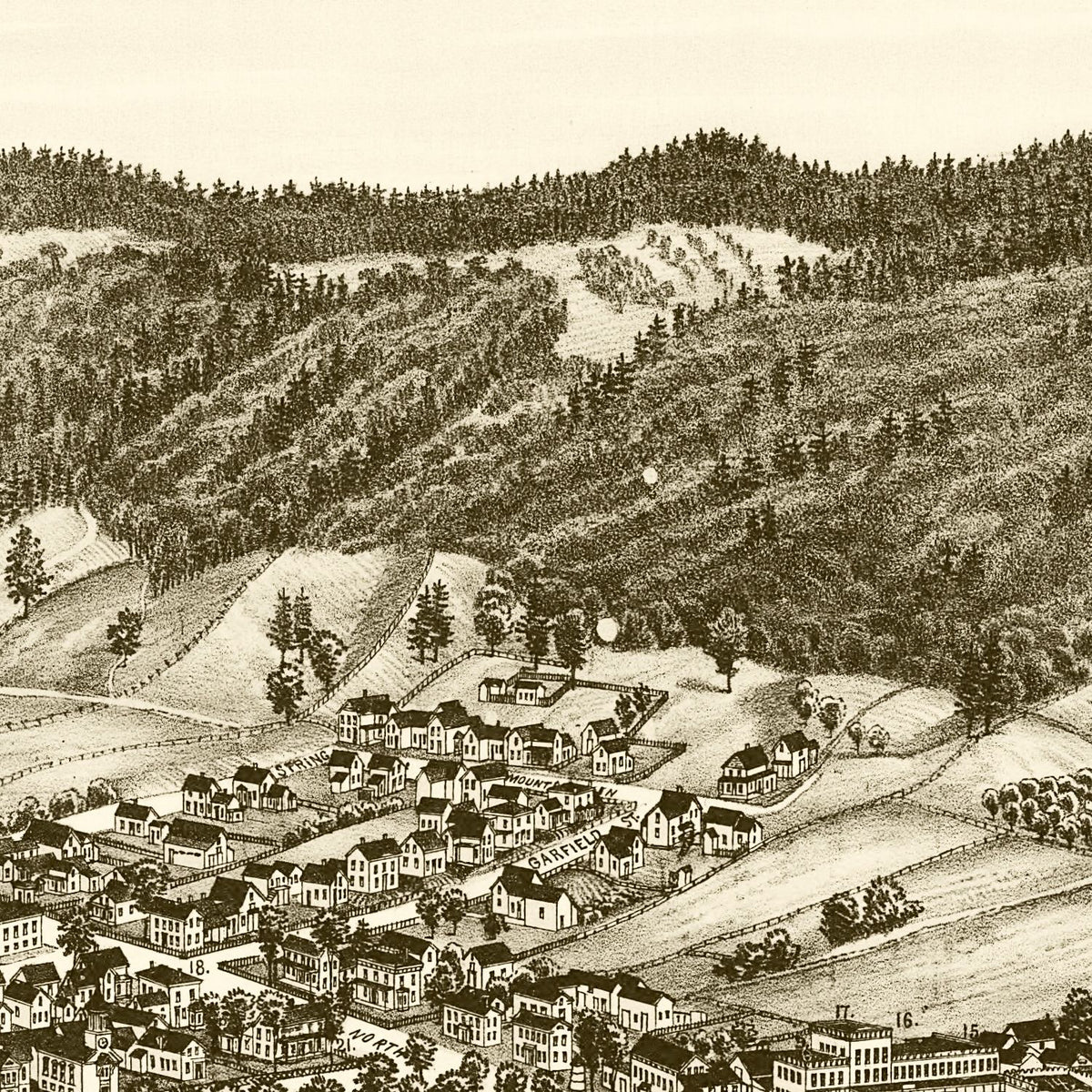 Restored historic details from the 1889 city map of Bristol, Vermont