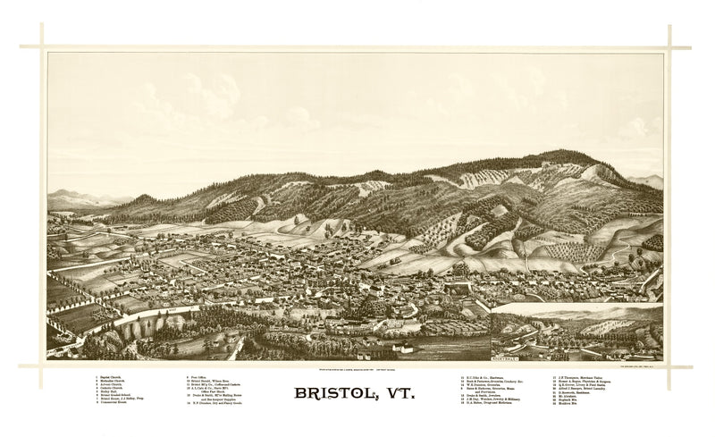 Size comparison using Vintage Map of Bristol, Vermont 1889