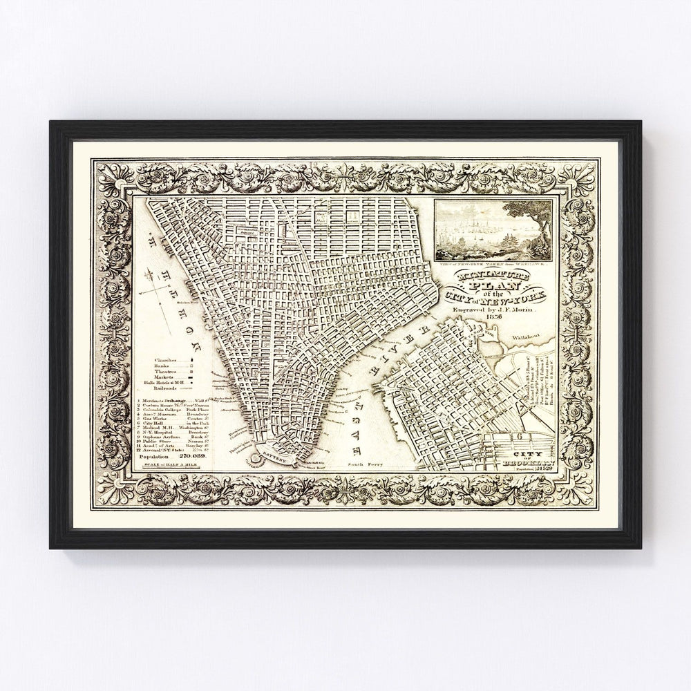 New York City Vintage Map 1836