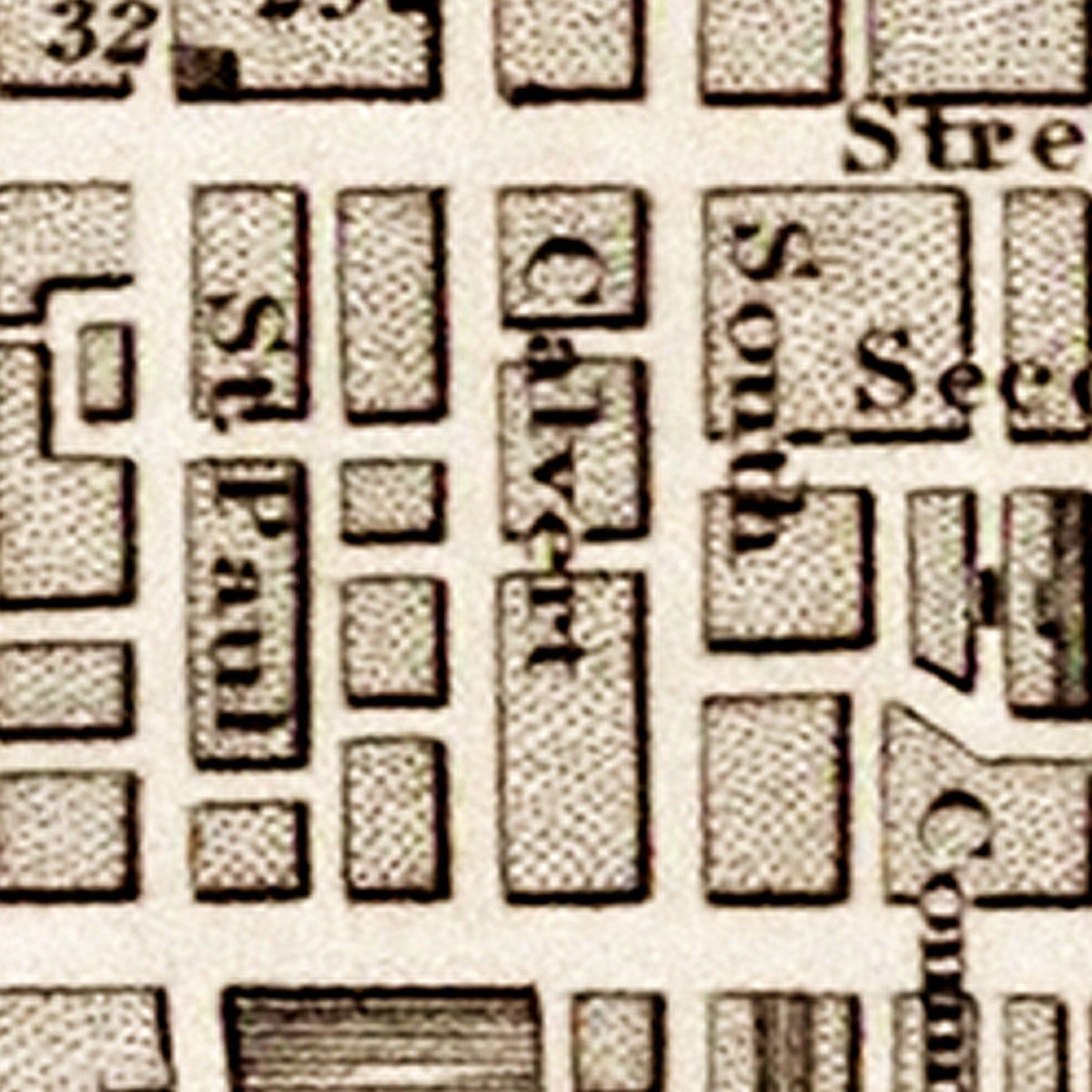 Restored historic details from the 1846 city map of Baltimore, Maryland