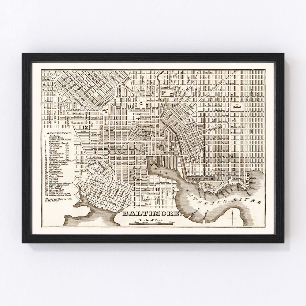 Baltimore Vintage Map 1846