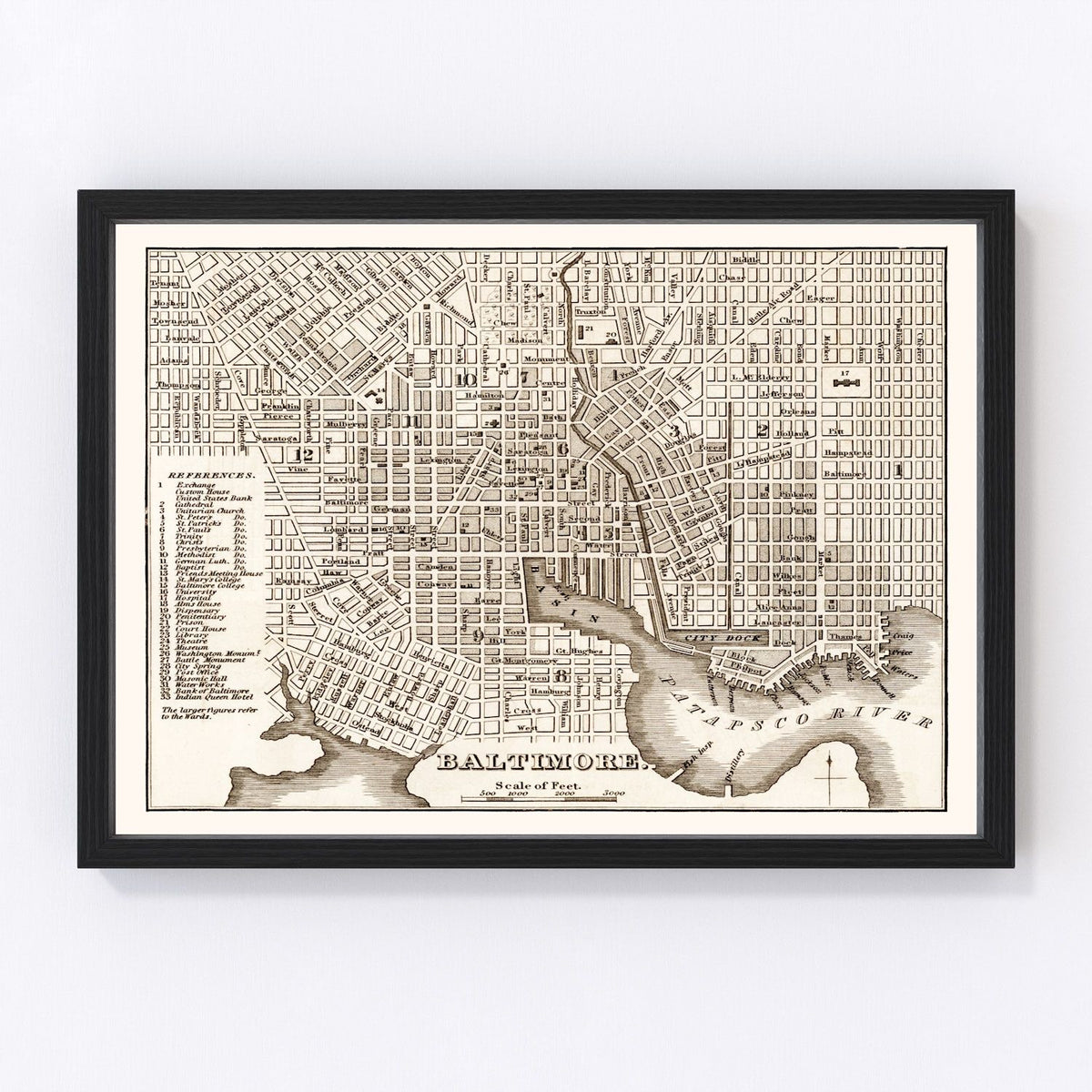Baltimore Vintage Map 1846