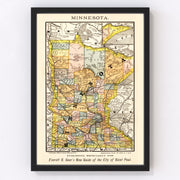 Minnesota Vintage Map 1884
