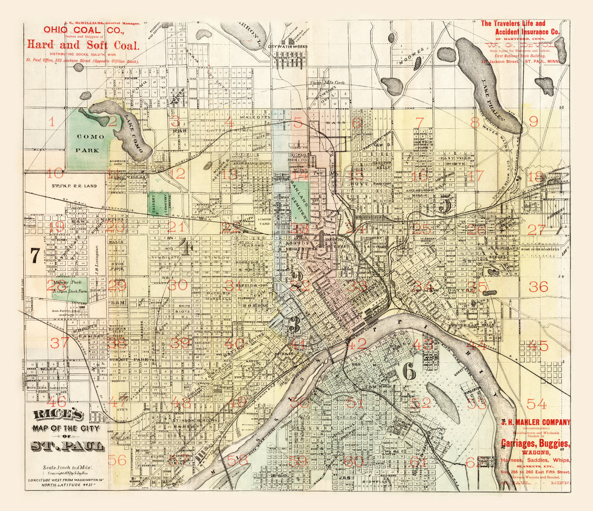 Preview of Vintage Map of St. Paul, Minnesota 1884