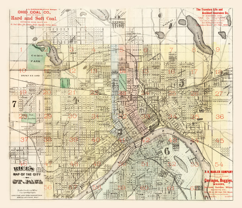 Size comparison using Vintage Map of St. Paul, Minnesota 1884