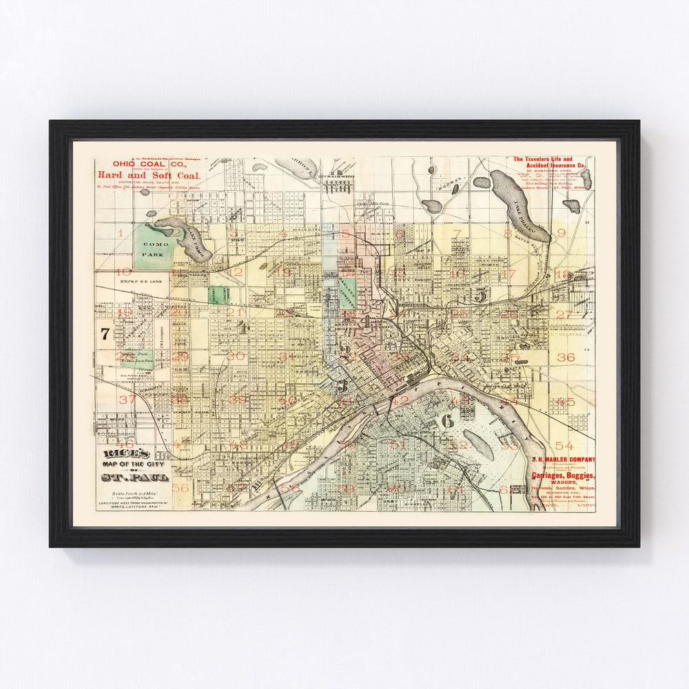 St. Paul Vintage Map 1884