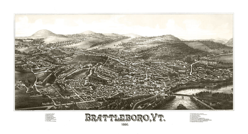 Size comparison using Vintage Map of Brattleboro, Vermont 1886