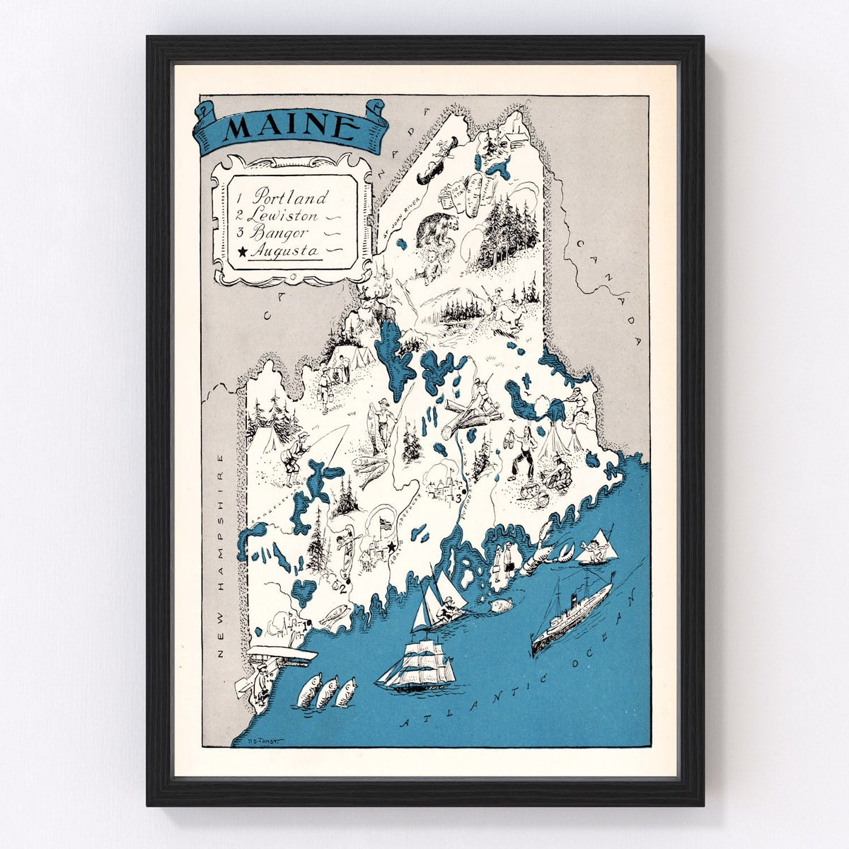 Maine Vintage Map 1931
