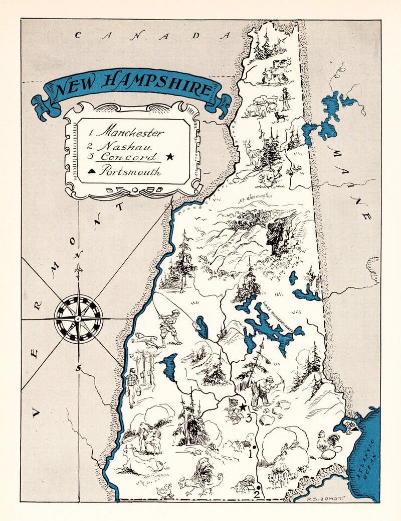 Size comparison using Vintage Map of New Hampshire 1931