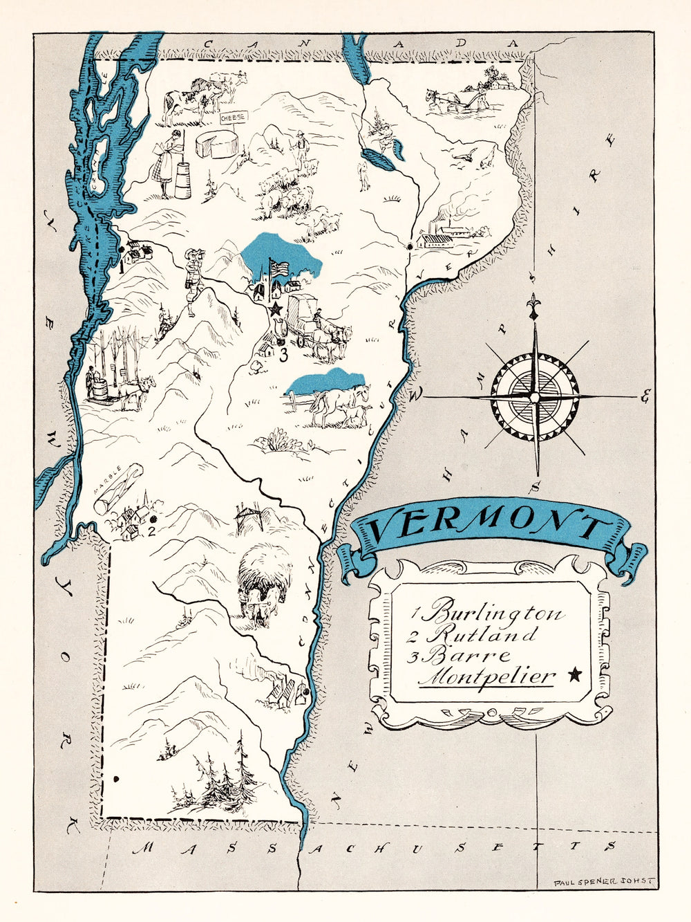 Vintage Map of Vermont 1931 print style example