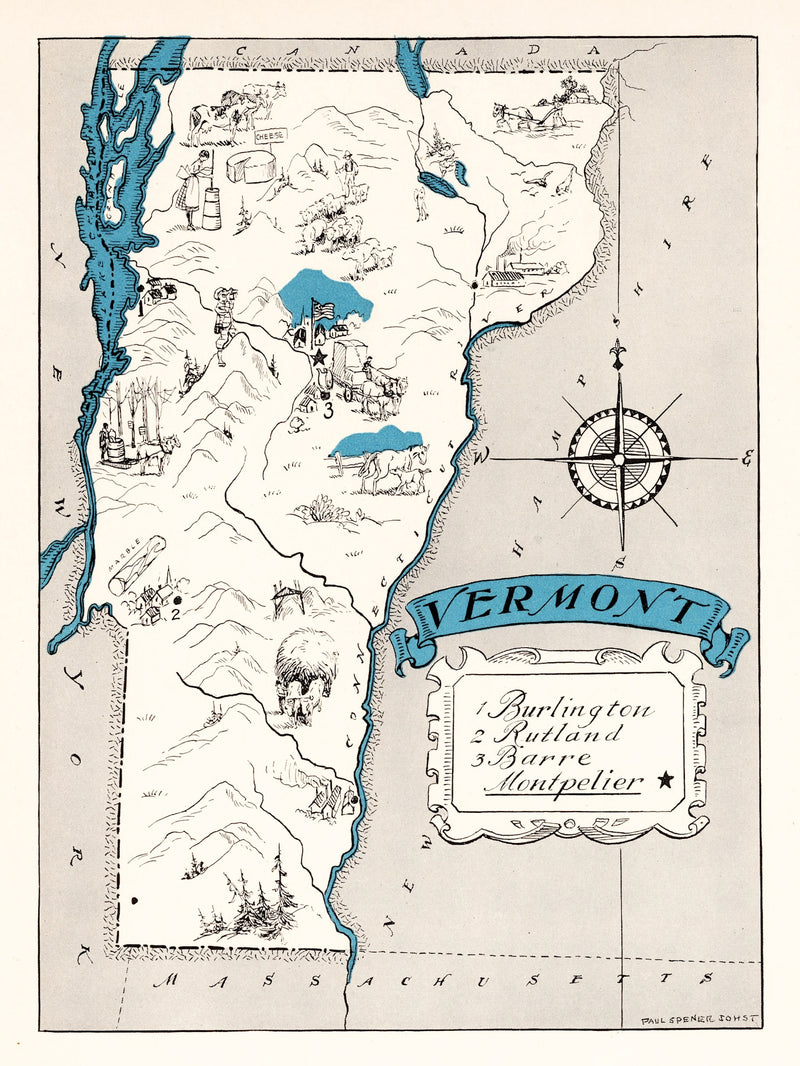 Size comparison using Vintage Map of Vermont 1931