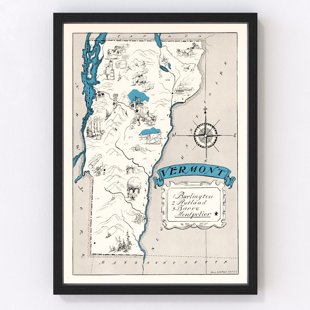 Vermont Vintage Map 1931
