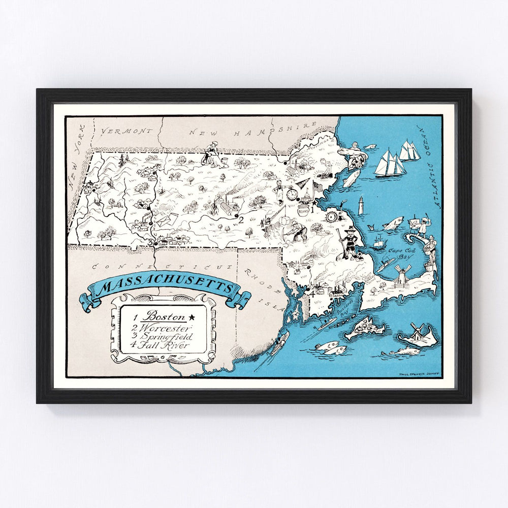 Massachusetts Vintage Map 1931