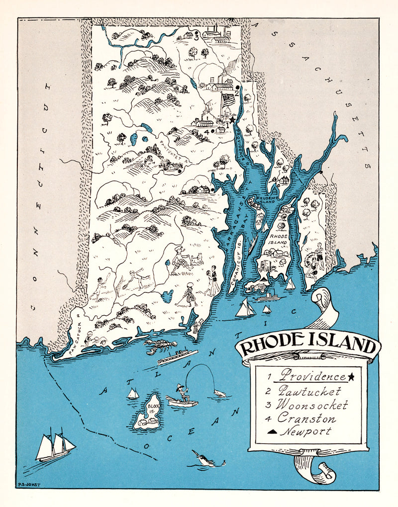 Size comparison using Vintage Map of Rhode Island 1931