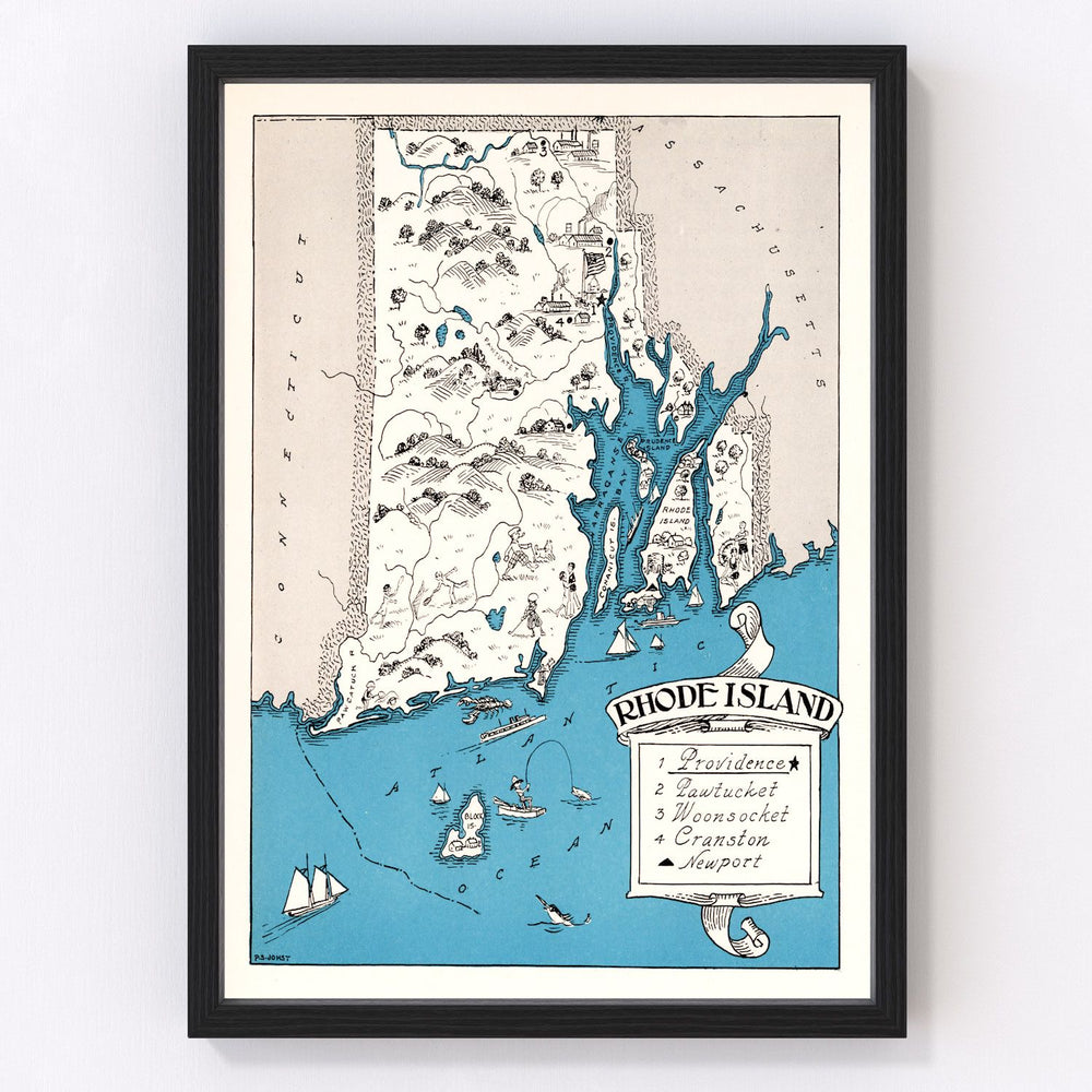 Rhode Island Vintage Map 1931