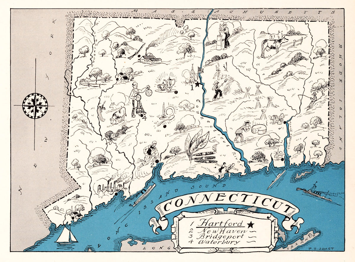 Preview of Vintage Map of Connecticut 1931