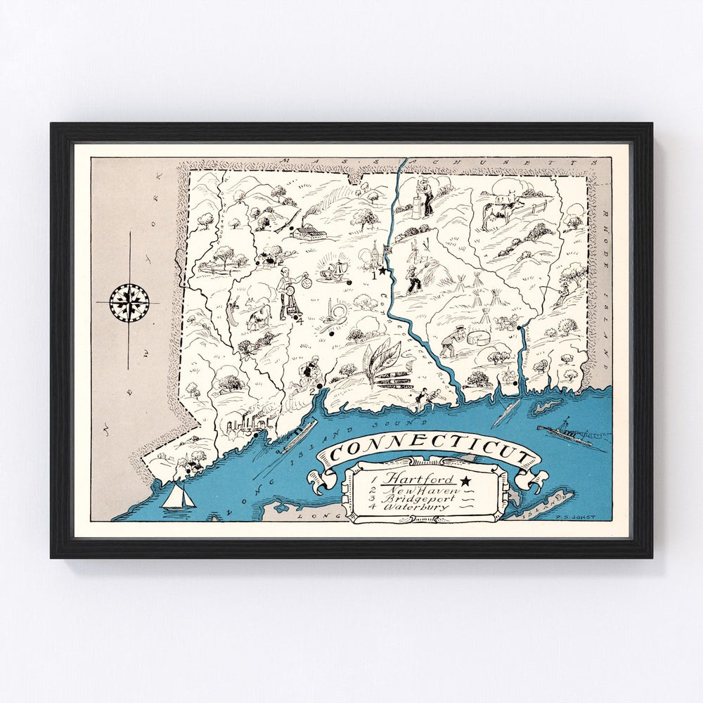 Connecticut Vintage Map 1931