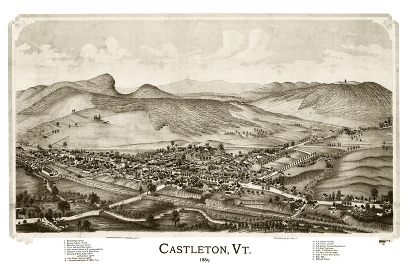 Size comparison using Vintage Map of Castleton, Vermont 1886