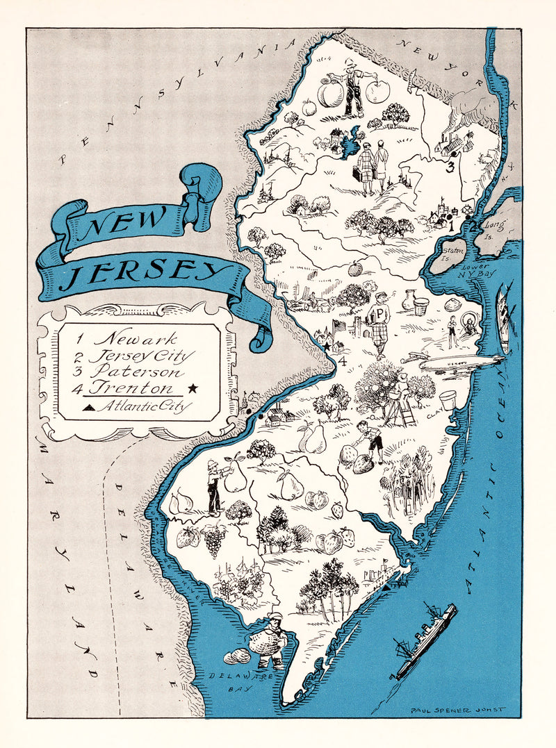 Size comparison using Vintage Map of New Jersey 1931