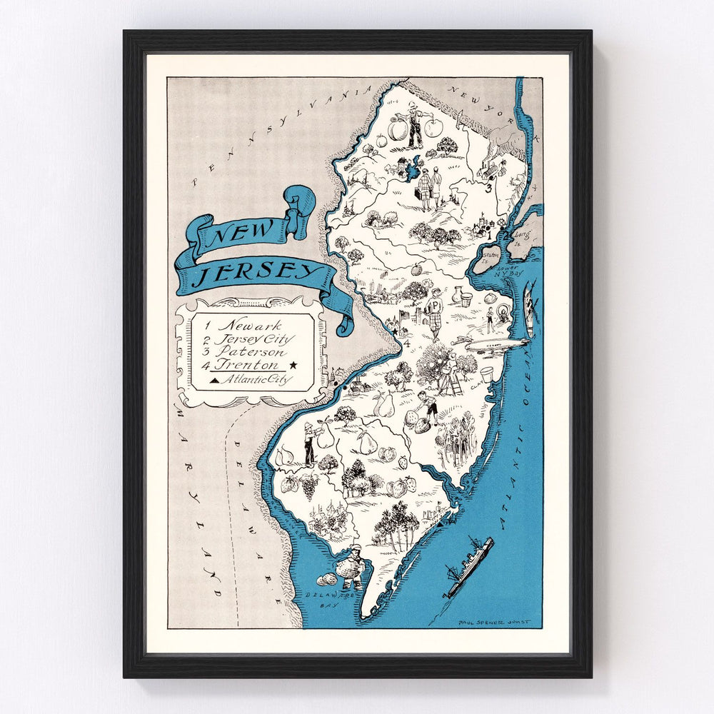 New Jersey Vintage Map 1931