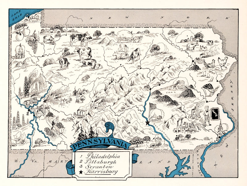 Size comparison using Vintage Map of Pennsylvania 1931