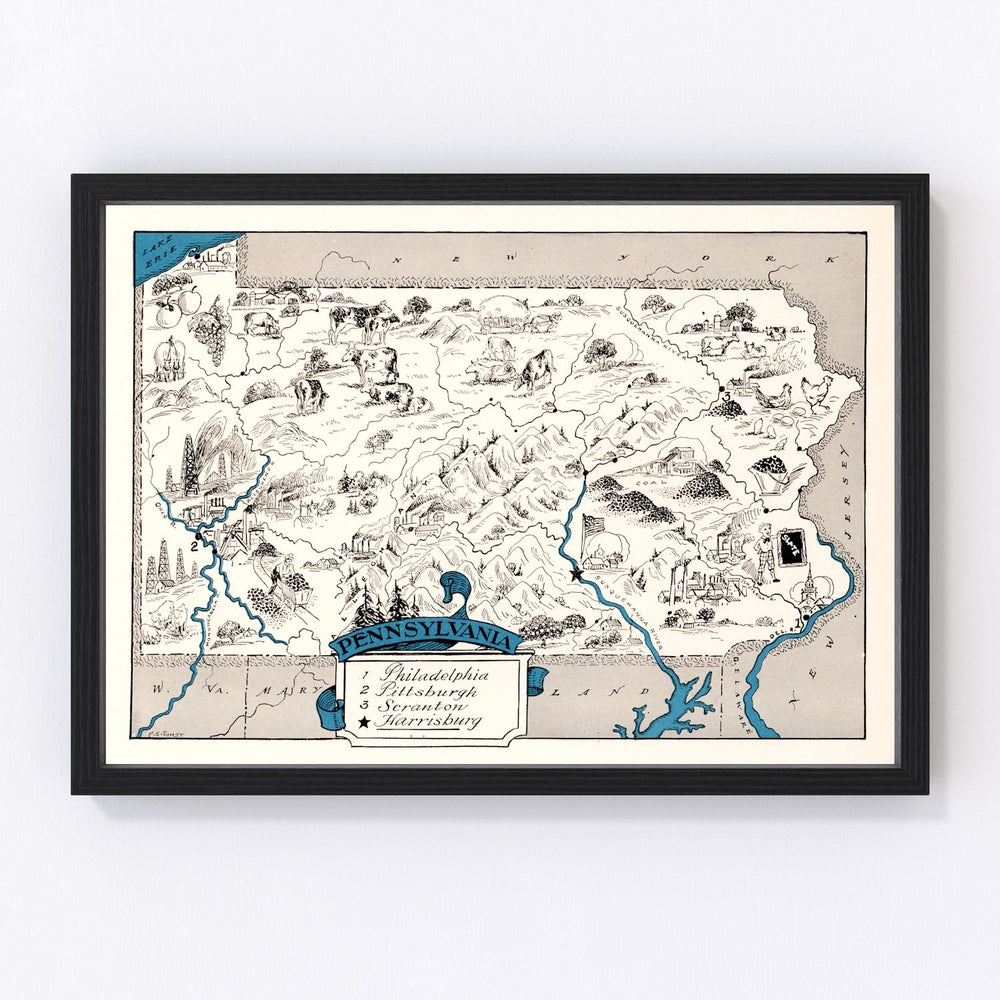 Pennsylvania Vintage Map 1931