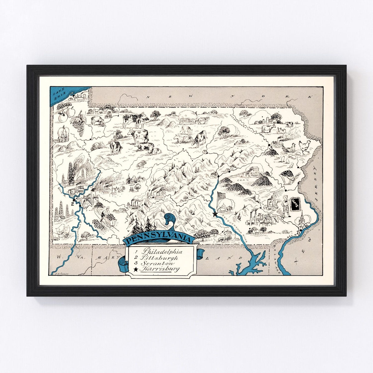 Pennsylvania Vintage Map 1931