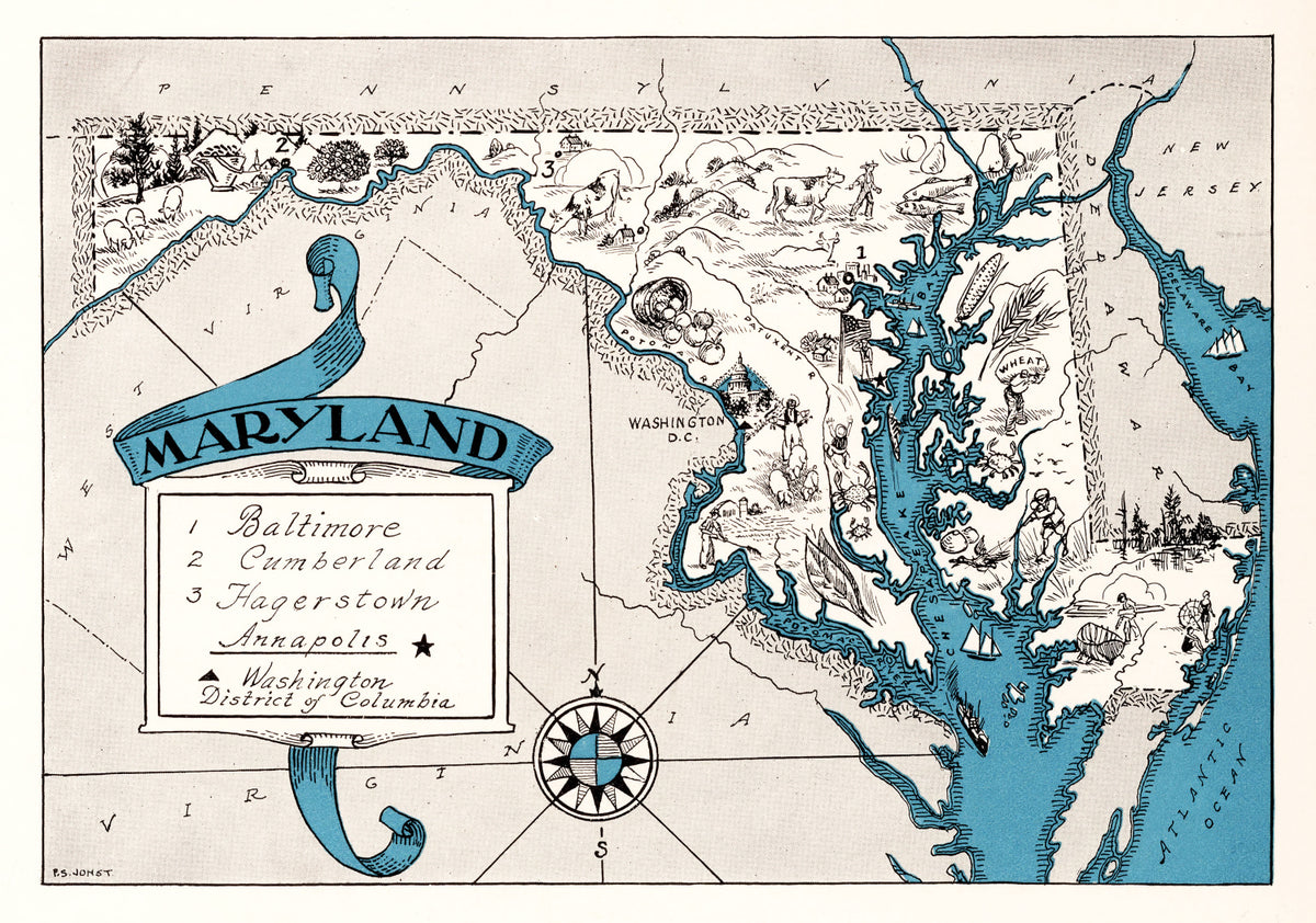 Preview of Vintage Map of Maryland 1931
