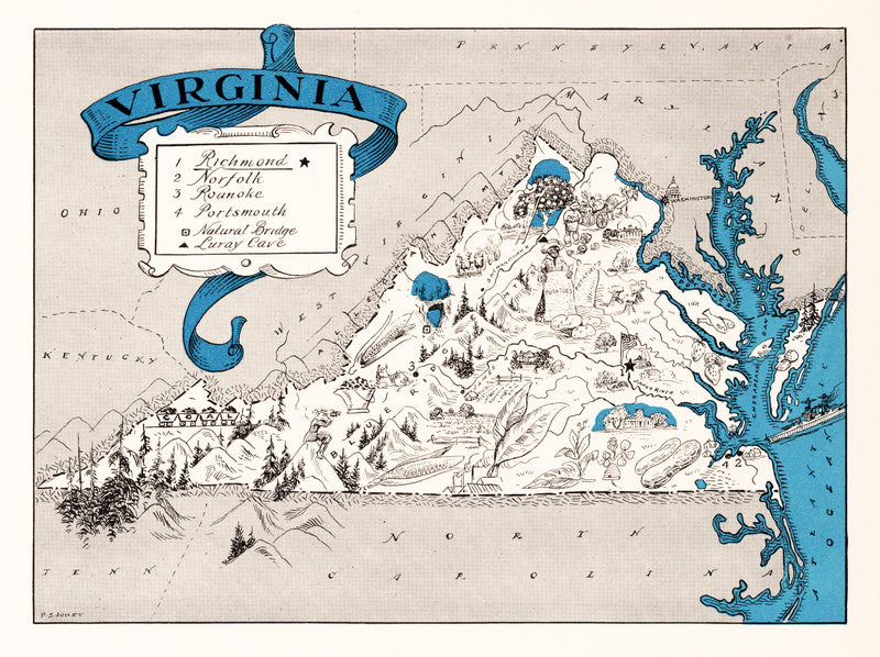 Size comparison using Vintage Map of Virginia 1931